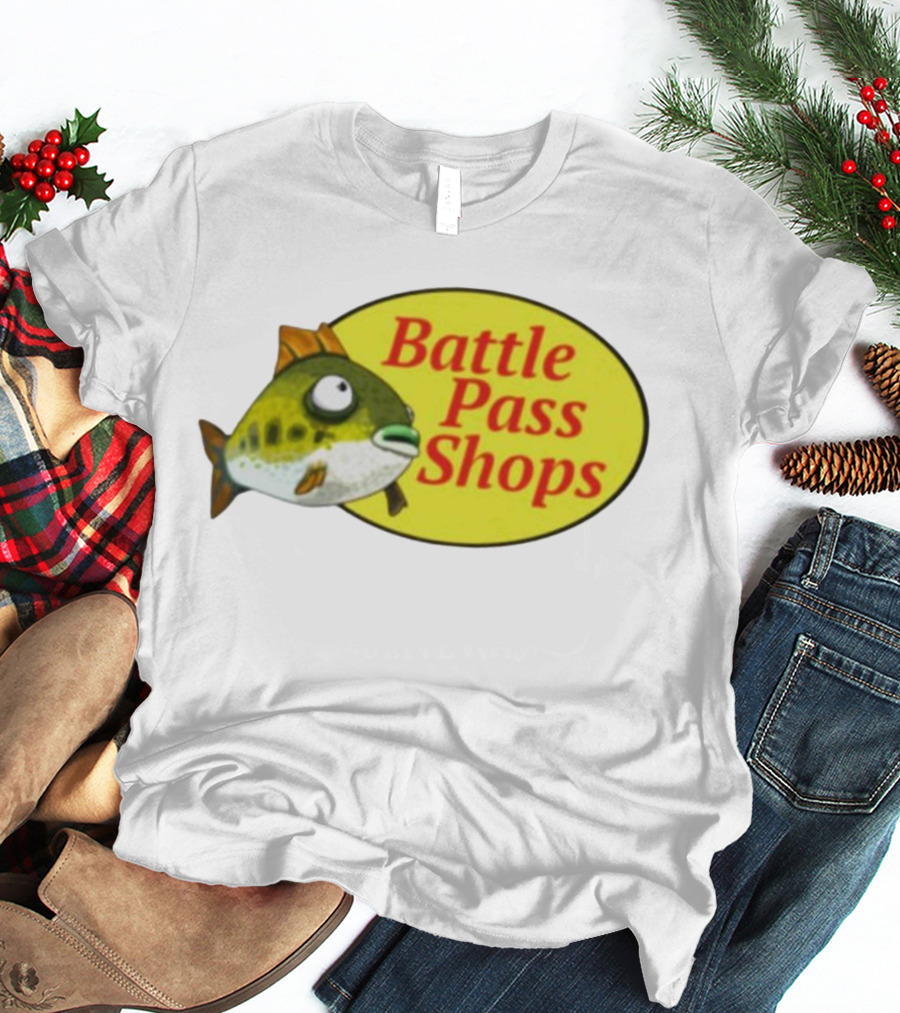 Battle Pass Shops Fish Logo Retro Inspired T-Shirt
