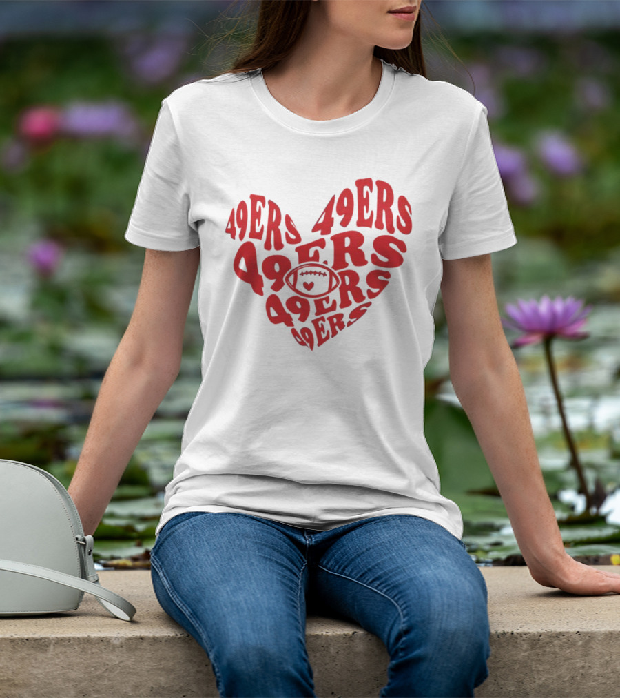 49ers Football Heart Typography T-Shirt