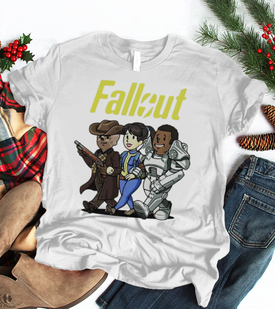 Fallout Cartoon Trio Vault Dweller Adventurers T-Shirt