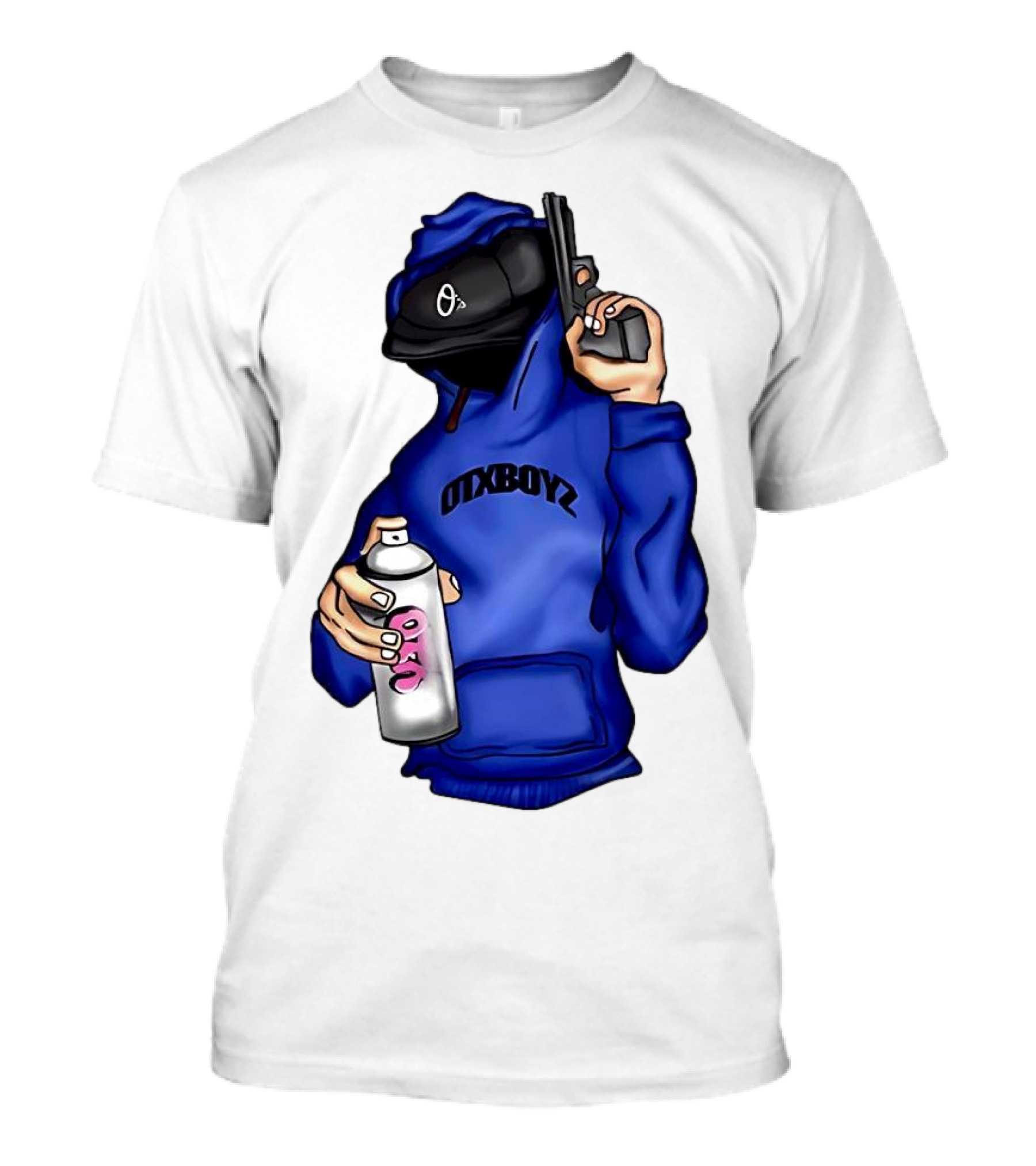 OTXBOYZ Hooded Figure With Spray And Gun T-Shirt