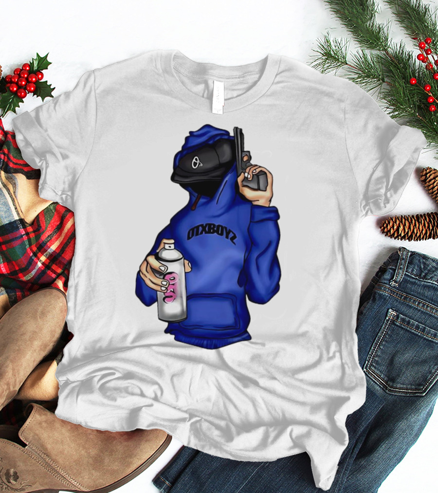 OTXBOYZ Hooded Figure With Spray And Gun T-Shirt