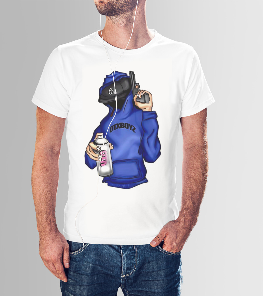 OTXBOYZ Hooded Figure With Spray And Gun T-Shirt