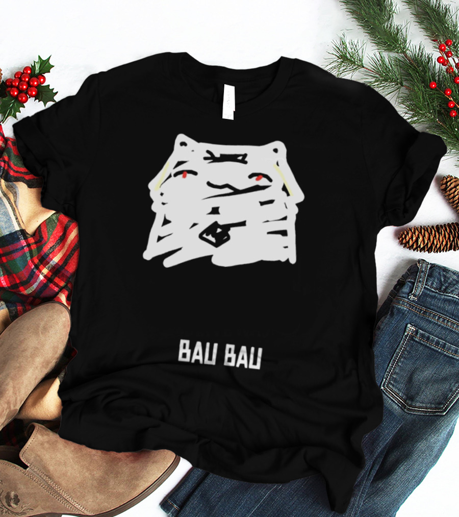 Bau Bau Cat Minimalist Face Sketch T-Shirt