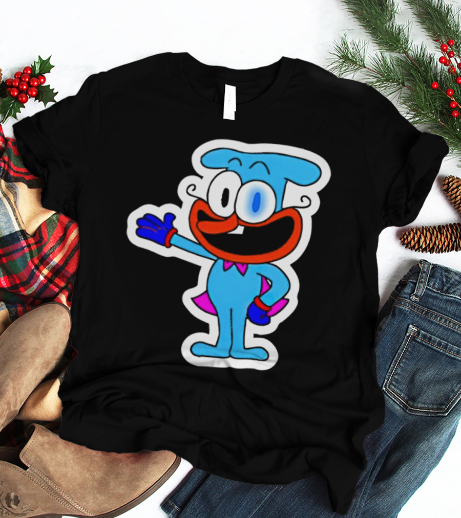 The Doise Cartoon Character With Blue Outfit And Red Accent Detailing T-Shirt