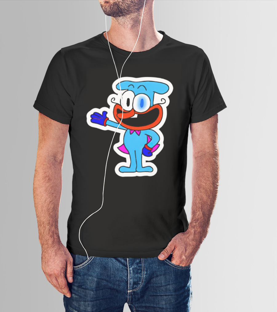 The Doise Cartoon Character With Blue Outfit And Red Accent Detailing T-Shirt