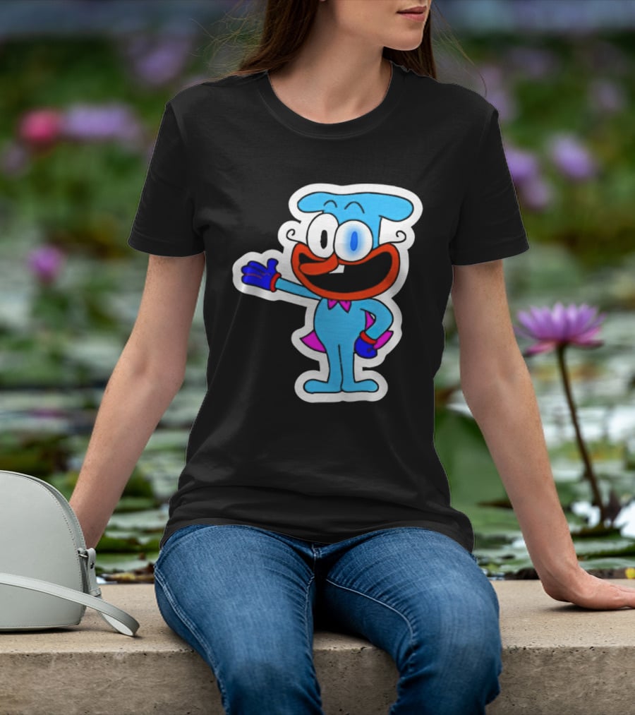 The Doise Cartoon Character With Blue Outfit And Red Accent Detailing T-Shirt