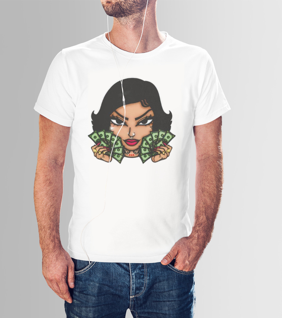 Mialani Aurora Holding Dollar Bills Cartoon T-Shirt