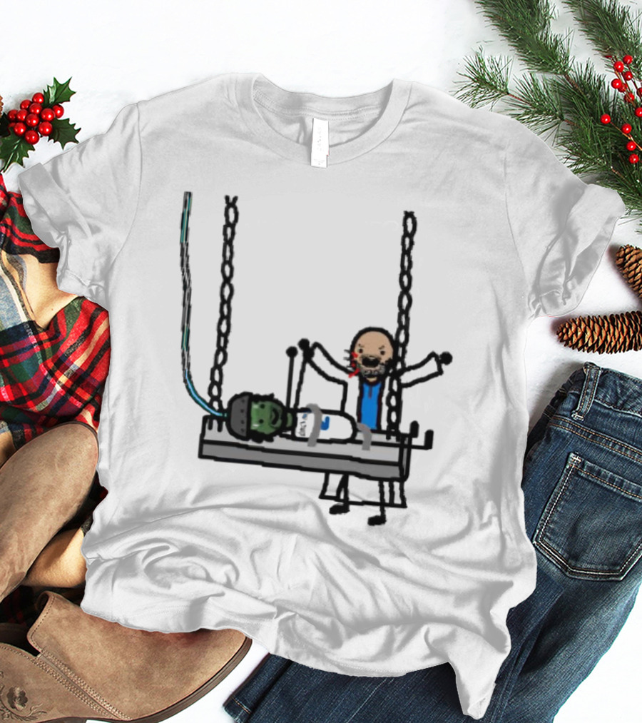 Dereck Its A Live-Ly Frankenstein Doctor With Green Zombie On Medical Table T-Shirt