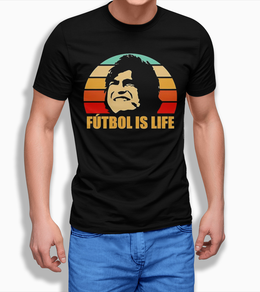 Fútbol Is Life Vintage Retro Sunset T-Shirt