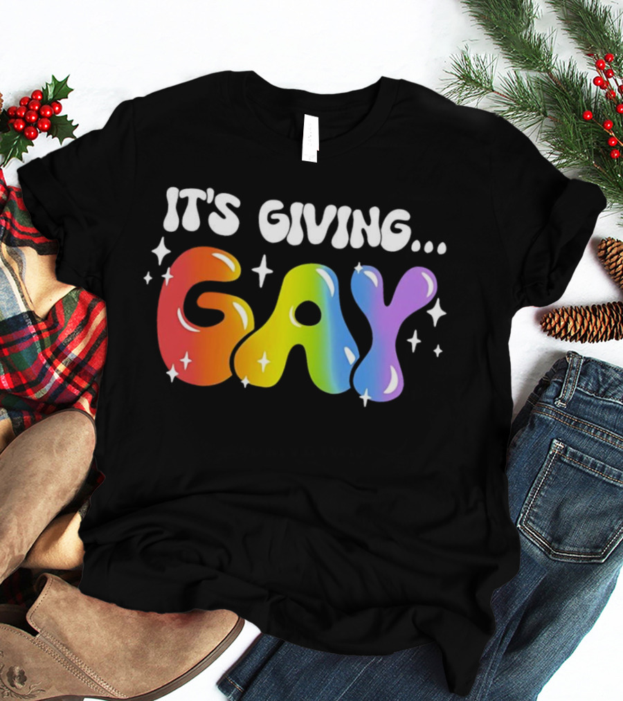 It's Giving Gay Pride Rainbow Sparkles T-Shirt