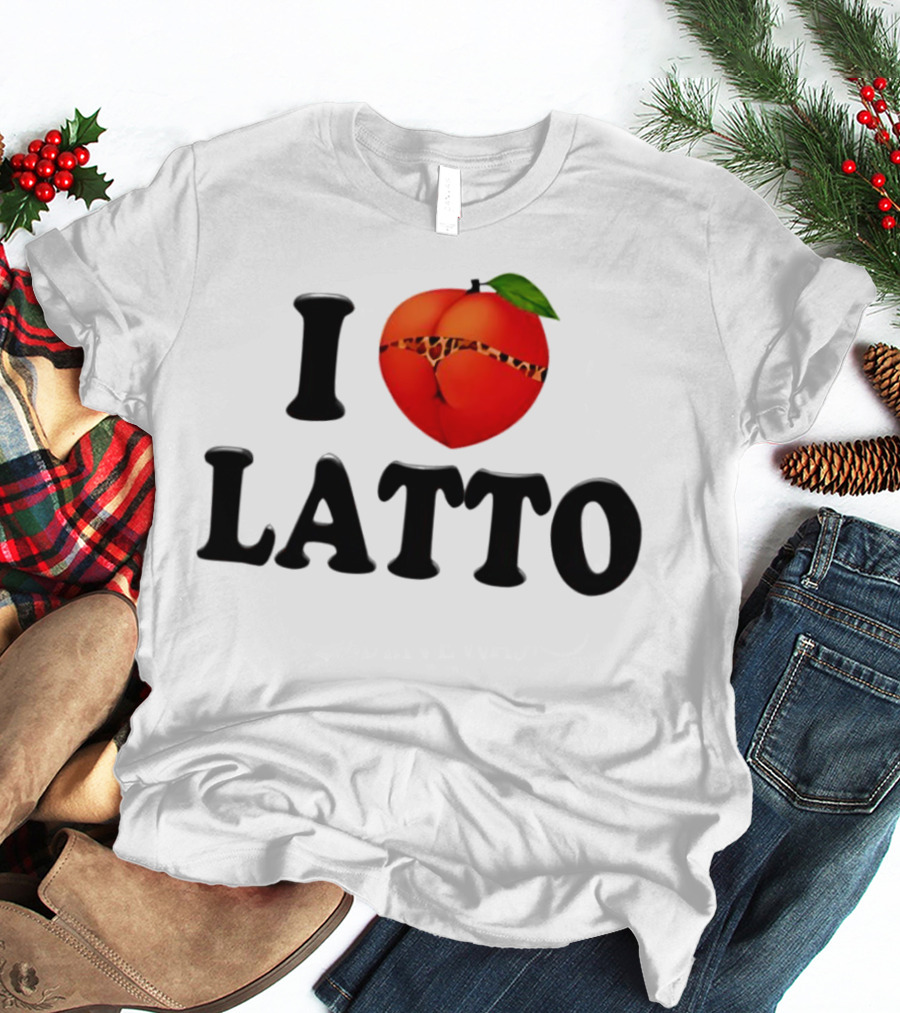 I Love Latto Peach With Leopard Print Detail T-Shirt
