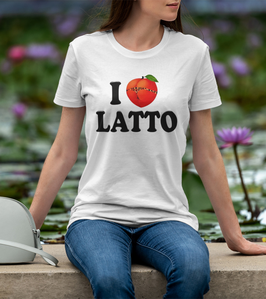 I Love Latto Peach With Leopard Print Detail T-Shirt