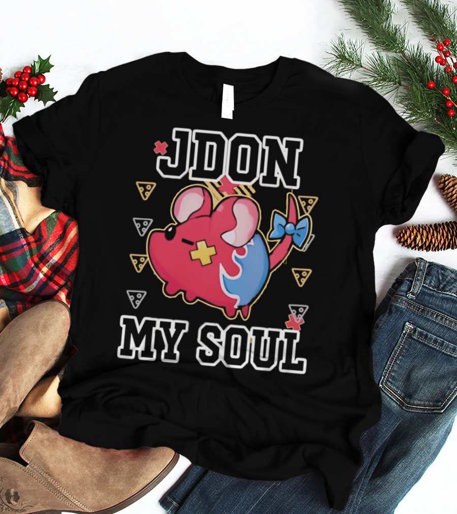 JDON My Soul Rat With Cute Red And Blue Cartoon Mouse With Pizza Slices T-Shirt