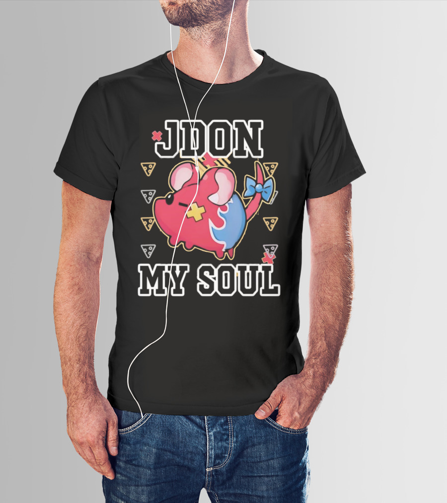 JDON My Soul Rat With Cute Red And Blue Cartoon Mouse With Pizza Slices T-Shirt
