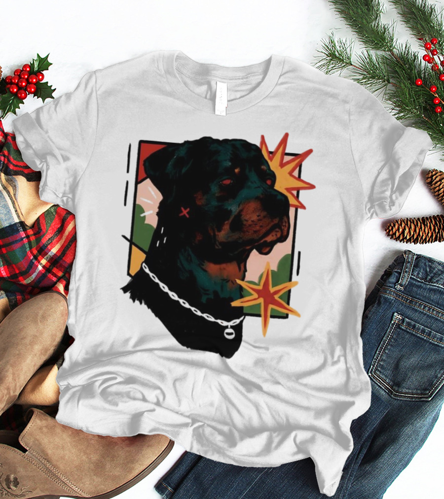 Rottweiler Pop Art Style With Starburst Elements T-Shirt