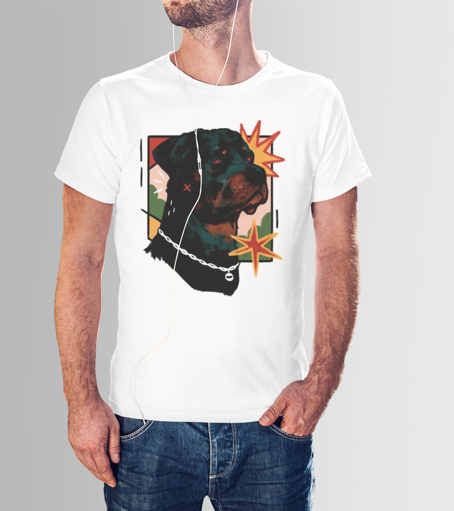 Rottweiler Pop Art Style With Starburst Elements T-Shirt
