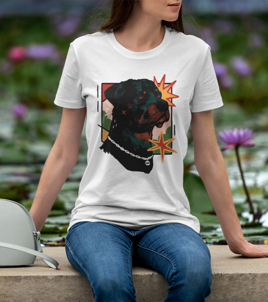 Rottweiler Pop Art Style With Starburst Elements T-Shirt