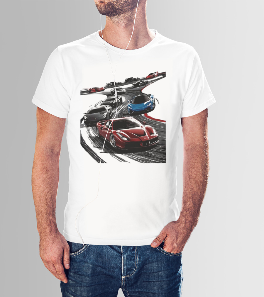 Furious Speed Race Cars Ferrari Lamborghini McLaren Track Racing T-Shirt
