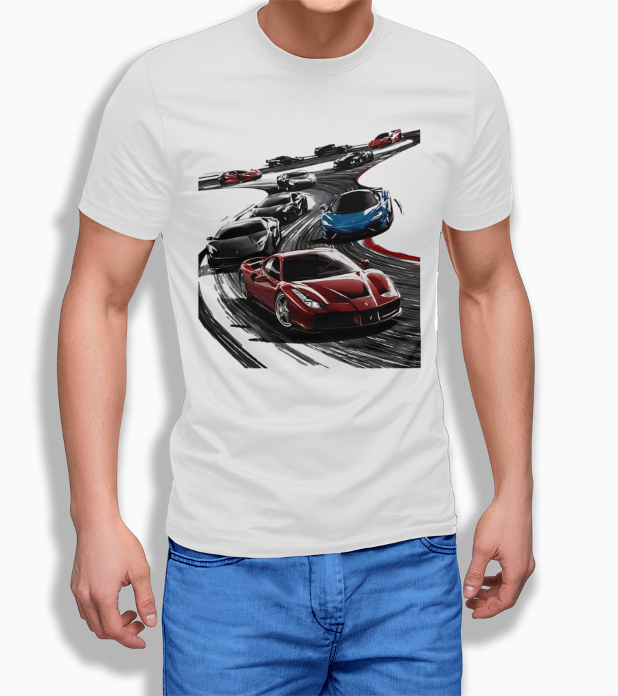 Furious Speed Race Cars Ferrari Lamborghini McLaren Track Racing T-Shirt