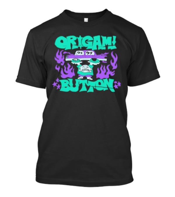 ORIGAMI BUTTON Car Guy Flame T-Shirt