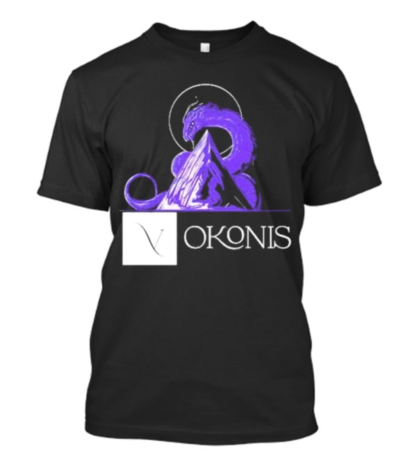 Vokonis Purple Dragon Coiled On Mountain Peak With Crescent Moon T-Shirt