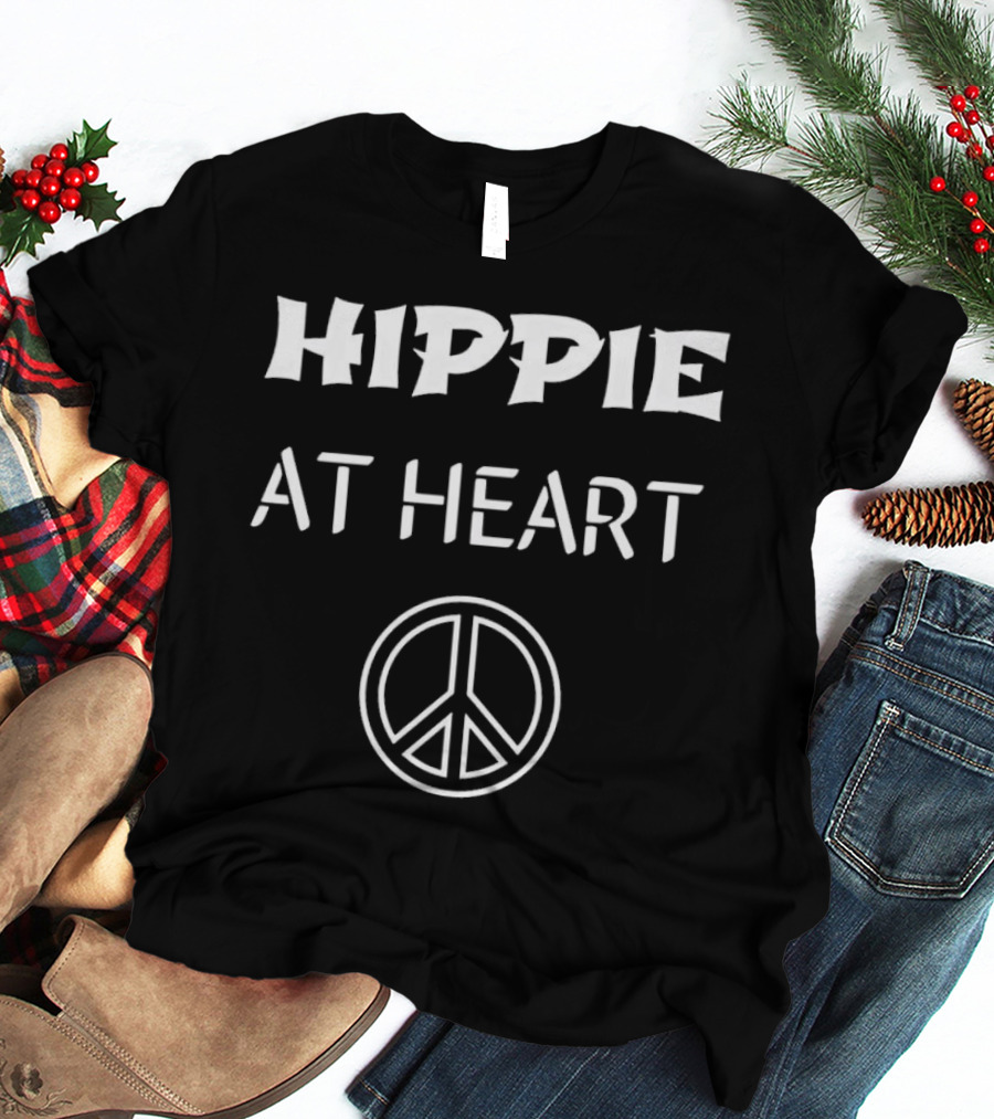Hippie At Heart Peace Symbols Iconic Message T-Shirt