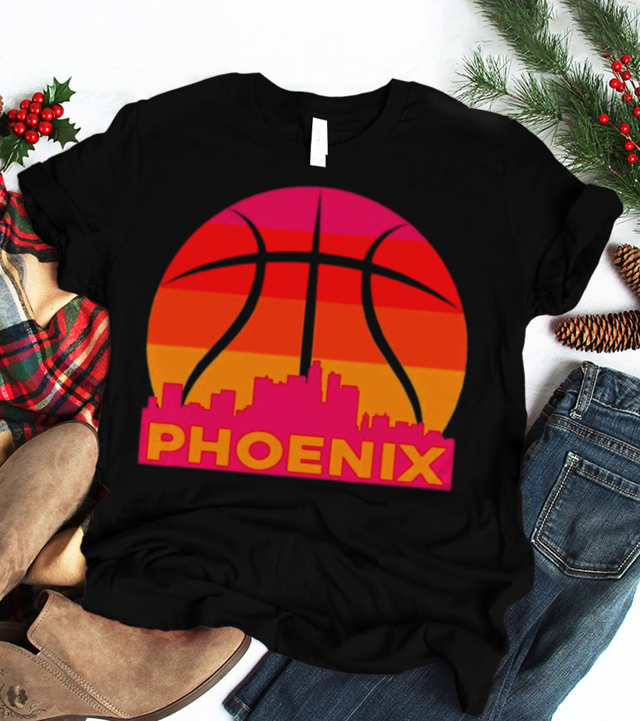Phoenix Suns Sunset Basketball Skyline T-Shirt