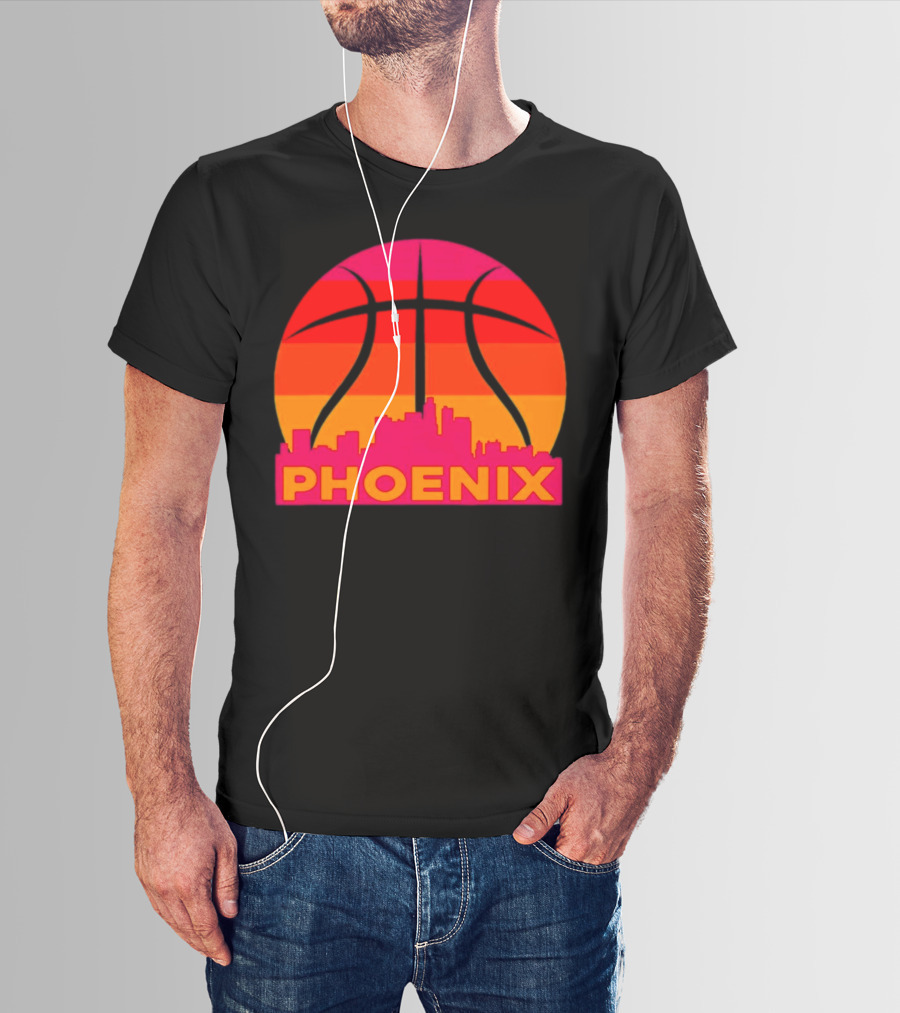 Phoenix Suns Sunset Basketball Skyline T-Shirt