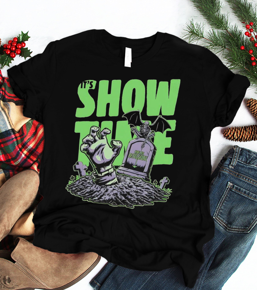 It's Showtime Here Lies Betelgeuse With Skeleton And Tombstone T-Shirt