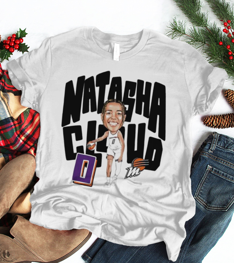 Natasha Cloud Phoenix Mercury Basketball Caricature With Orange Ball And Stylized Text T-Shirt