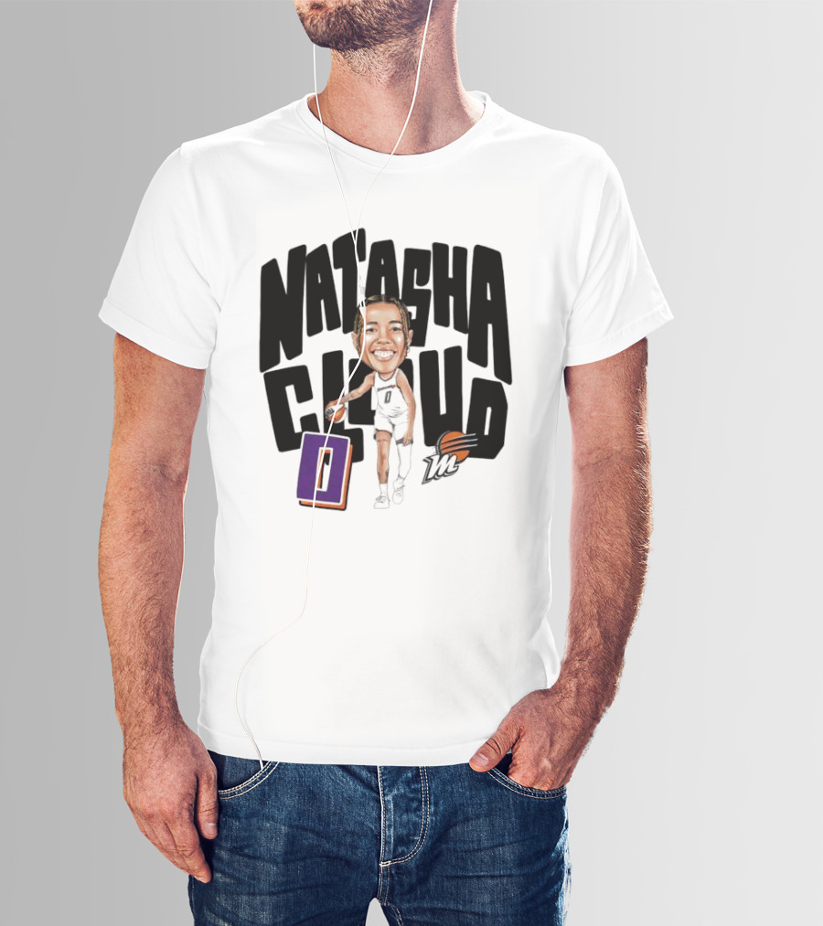 Natasha Cloud Phoenix Mercury Basketball Caricature With Orange Ball And Stylized Text T-Shirt