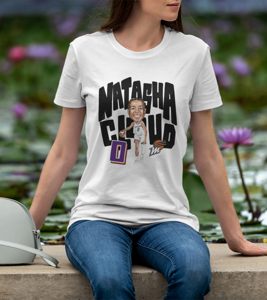 Natasha Cloud Phoenix Mercury Basketball Caricature With Orange Ball And Stylized Text T-Shirt
