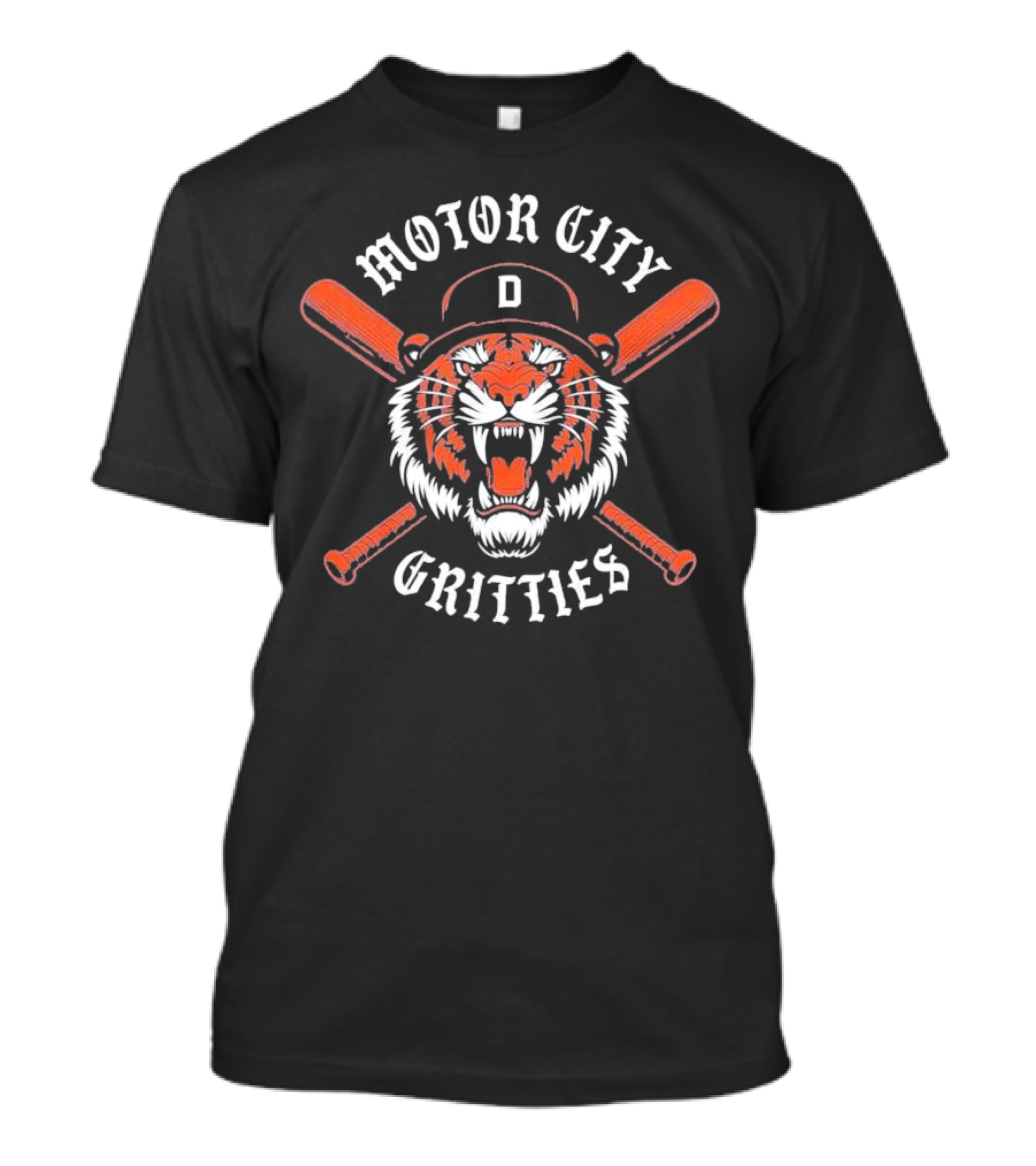 Motor City Gritties Detroit Tigers Baseball Tiger Logo With Crossed Bats T-Shirt