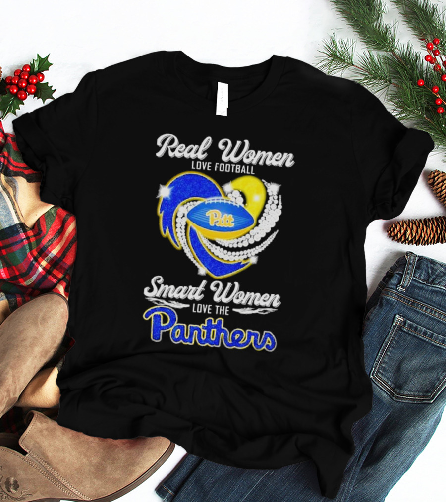 Real Women Love Football Smart Women Love Pitt Panthers T-Shirt