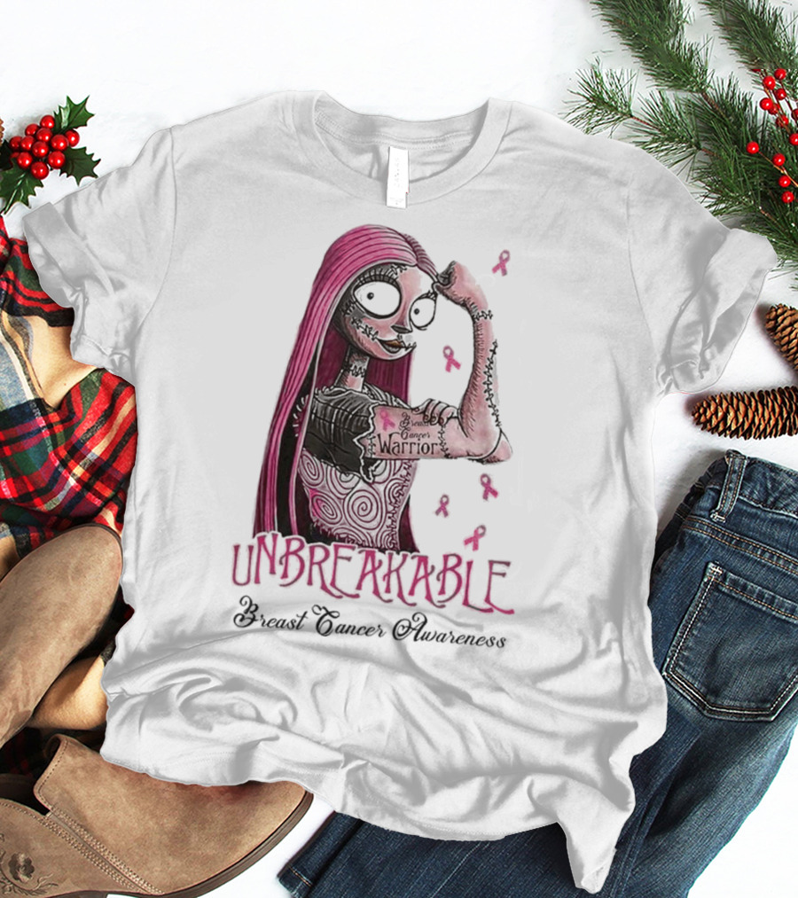 The Nightmare Before Christmas Sally Unbreakable Breast Cancer Awareness Warrior T-Shirt