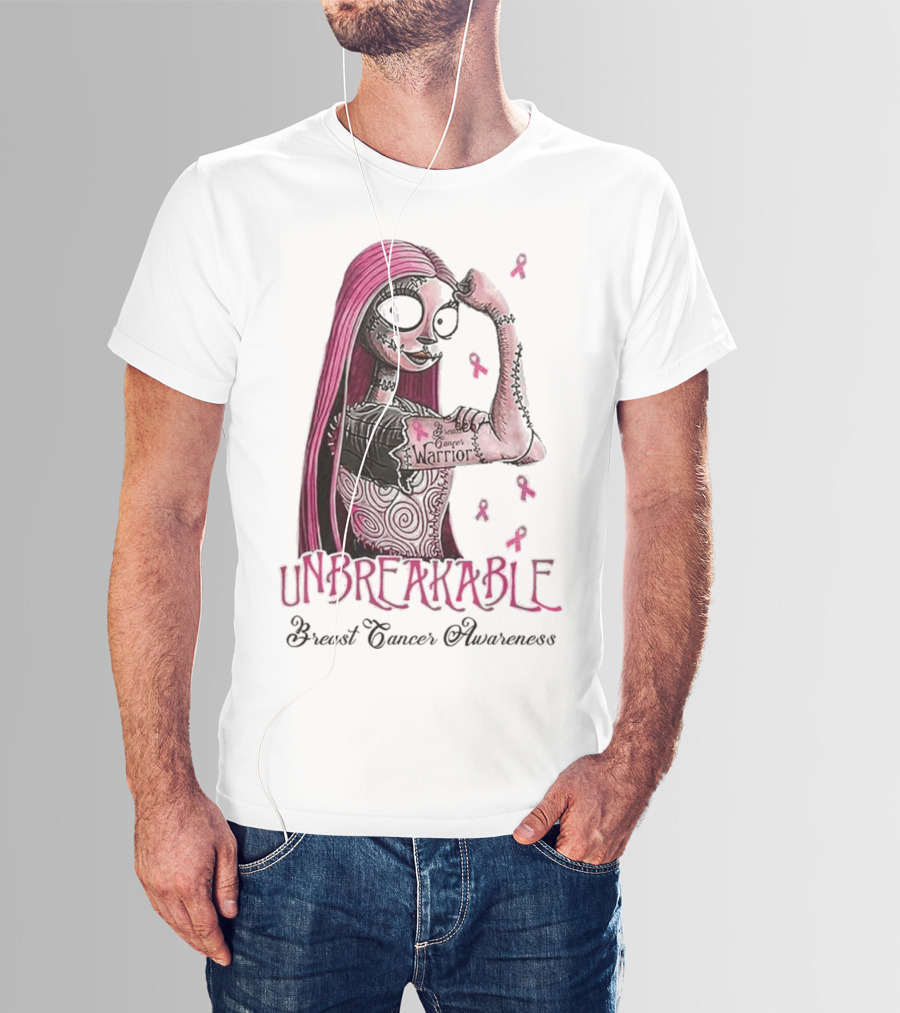 The Nightmare Before Christmas Sally Unbreakable Breast Cancer Awareness Warrior T-Shirt