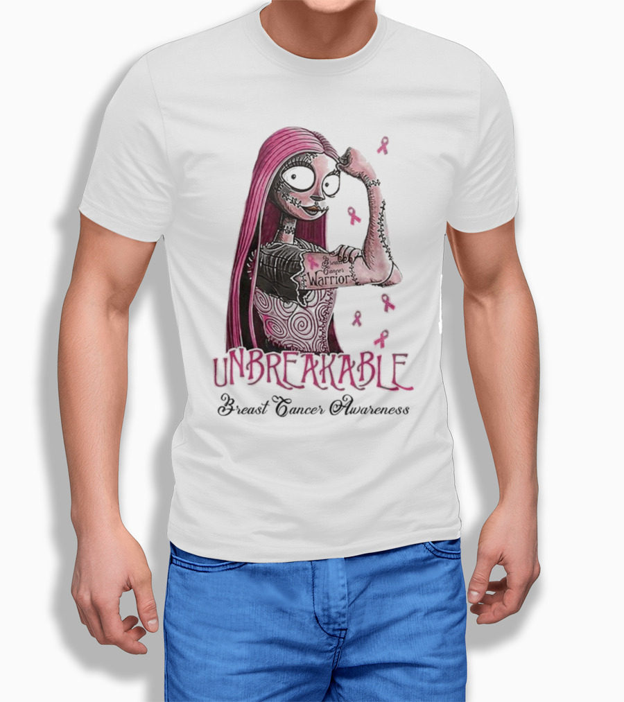 The Nightmare Before Christmas Sally Unbreakable Breast Cancer Awareness Warrior T-Shirt