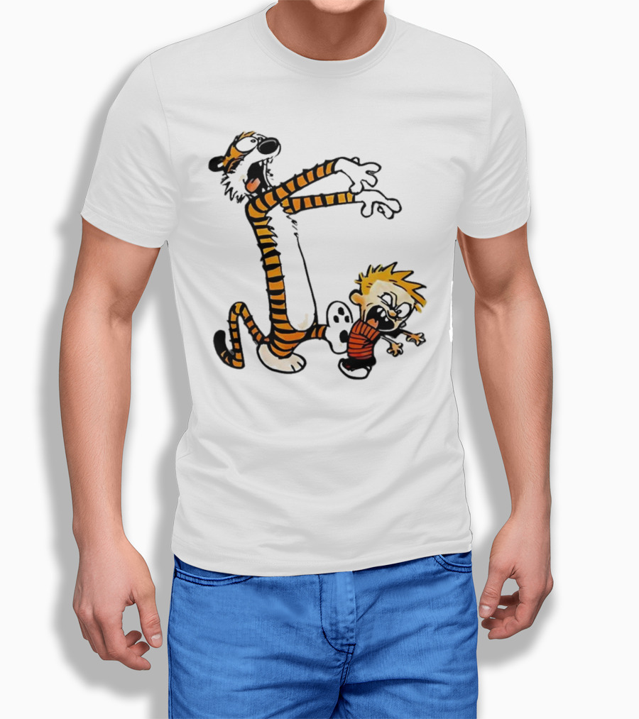 Calvin and Hobbes Playing Zombies Comic Characters Fun T-Shirt