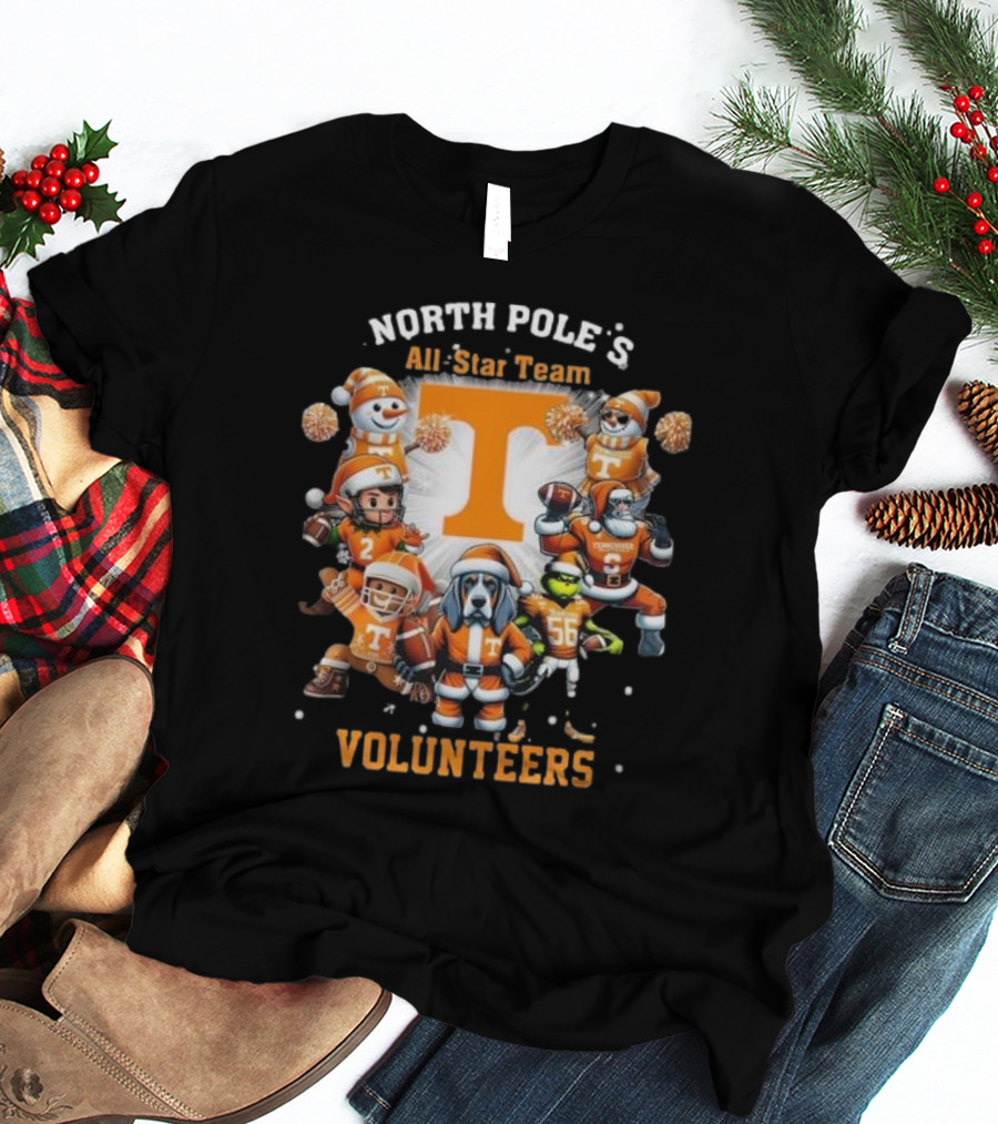 Tennessee Volunteers North Pole All-Star Team Christmas Characters T-Shirt