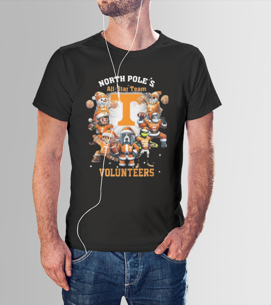 Tennessee Volunteers North Pole All-Star Team Christmas Characters T-Shirt