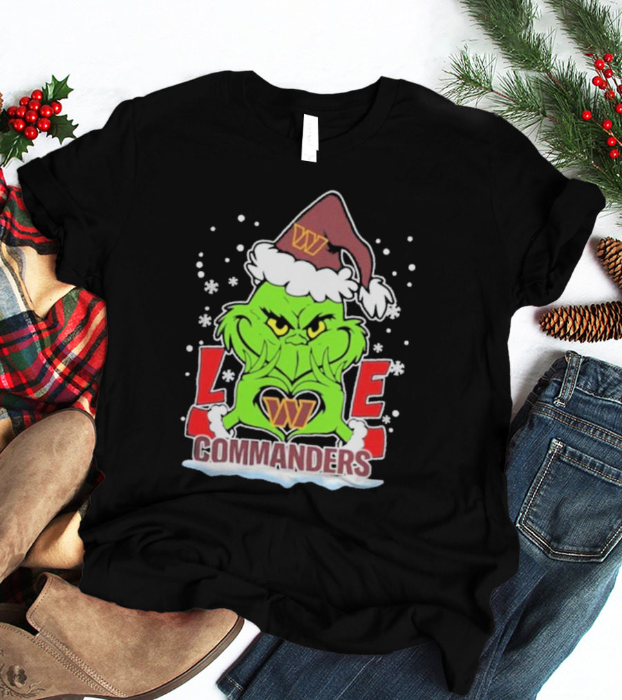 Grinch Christmas Love Washington Commanders Football T-Shirt