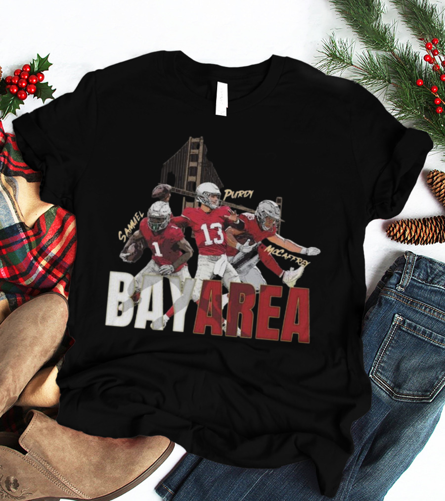 Sammel Purdy McCaffrey San Francisco 49ers Bay Area NFL Trio Football T-Shirt