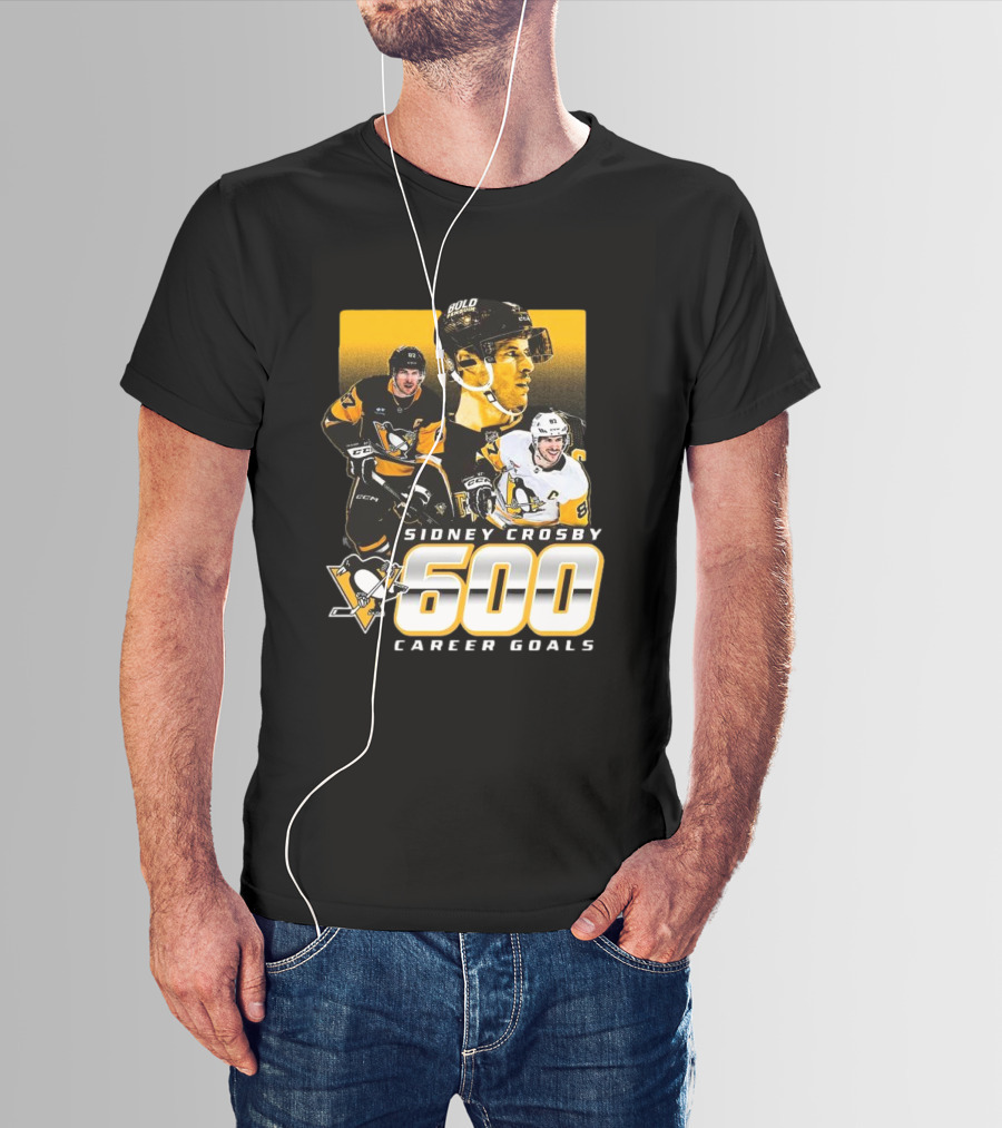 Sidney Crosby Pittsburgh Penguins 600 Career Goals NHL Achievement T-Shirt