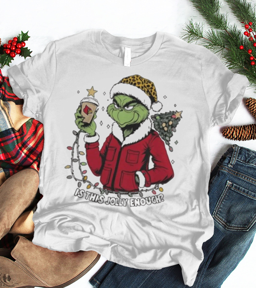 Louisville Cardinals Grinch Santa Is This Jolly Enough Merry Christmas T-Shirt