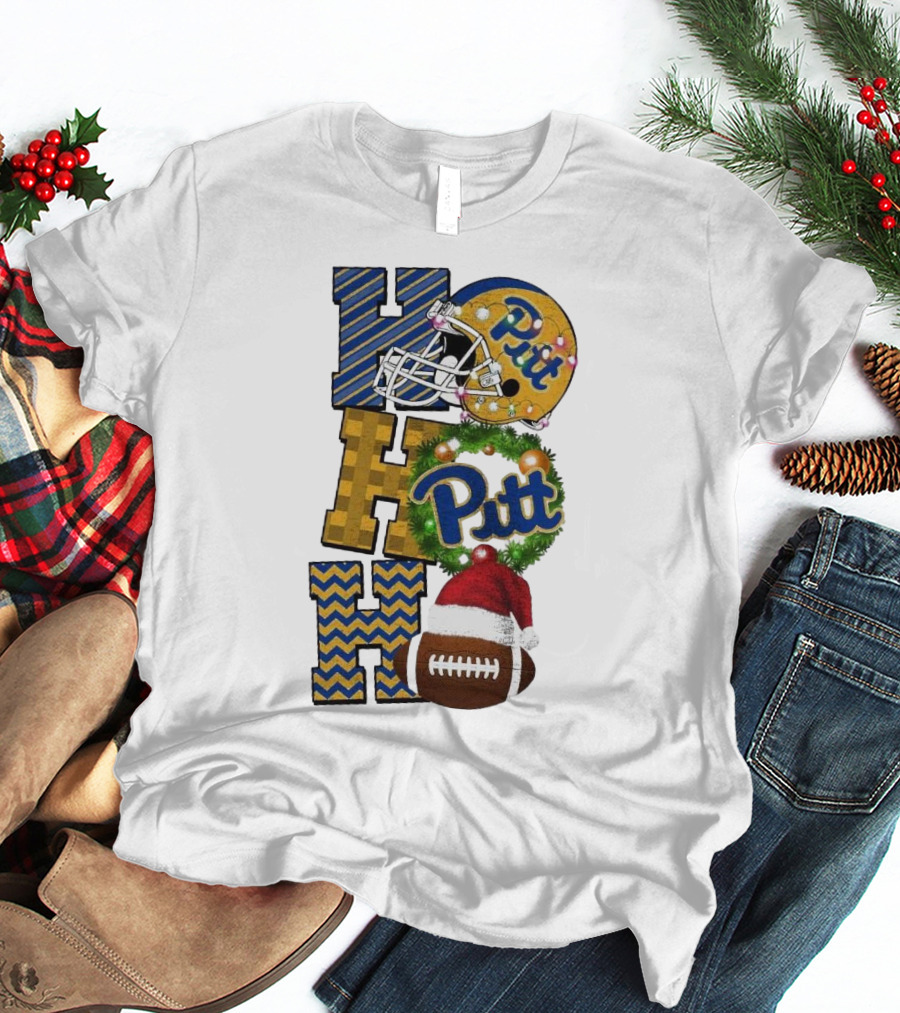 Pitt Christmas Game Day Ho Ho Ho Panthers Football T-Shirt