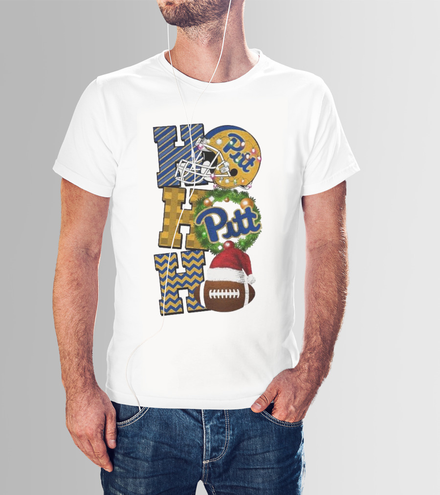 Pitt Christmas Game Day Ho Ho Ho Panthers Football T-Shirt