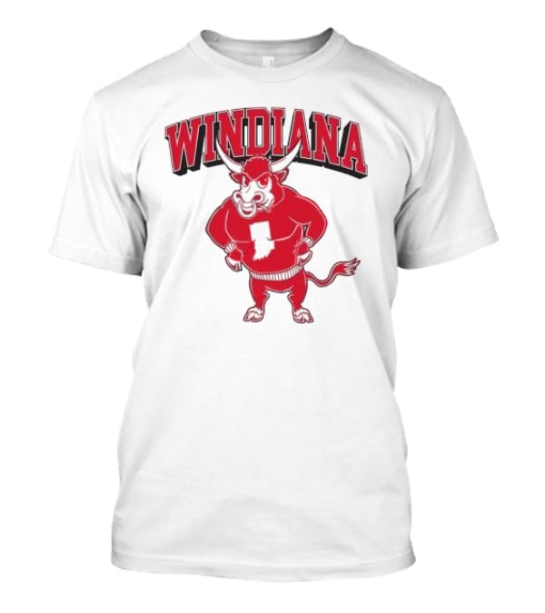 Windiana Hoosiers Mascot Bull With Indiana State Shape T-Shirt