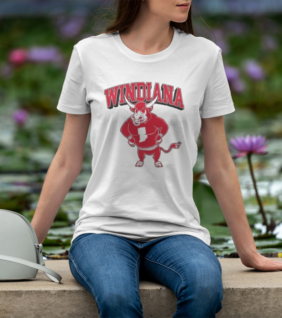 Windiana Hoosiers Mascot Bull With Indiana State Shape T-Shirt