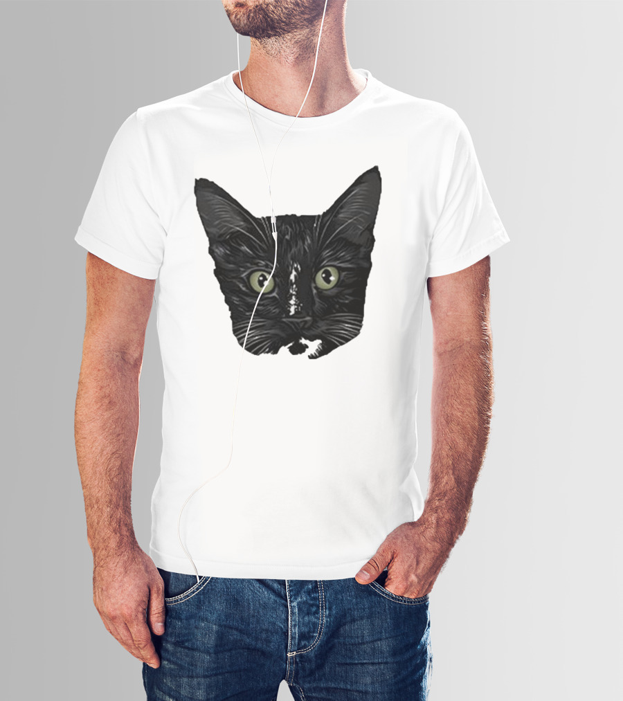 Michael Manigault Brave Green-Eyed Cat Face T-Shirt