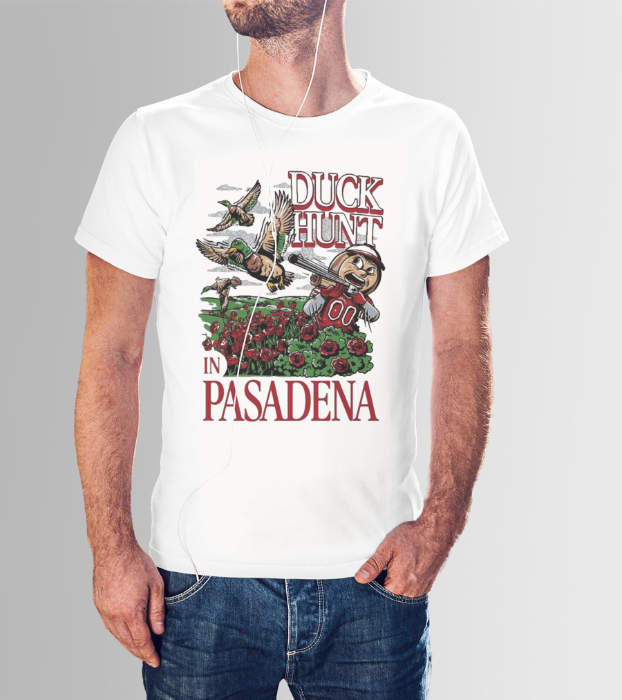 Duck Hunt In Pasadena Football Roses Retro Style T-Shirt